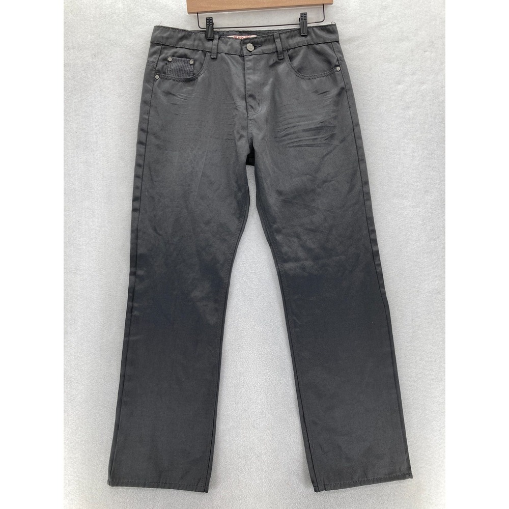 Old Skool Brand Jeans Mens 36x32 Straight Leg Dark Gray Coated Denim Hip Hop Y2K